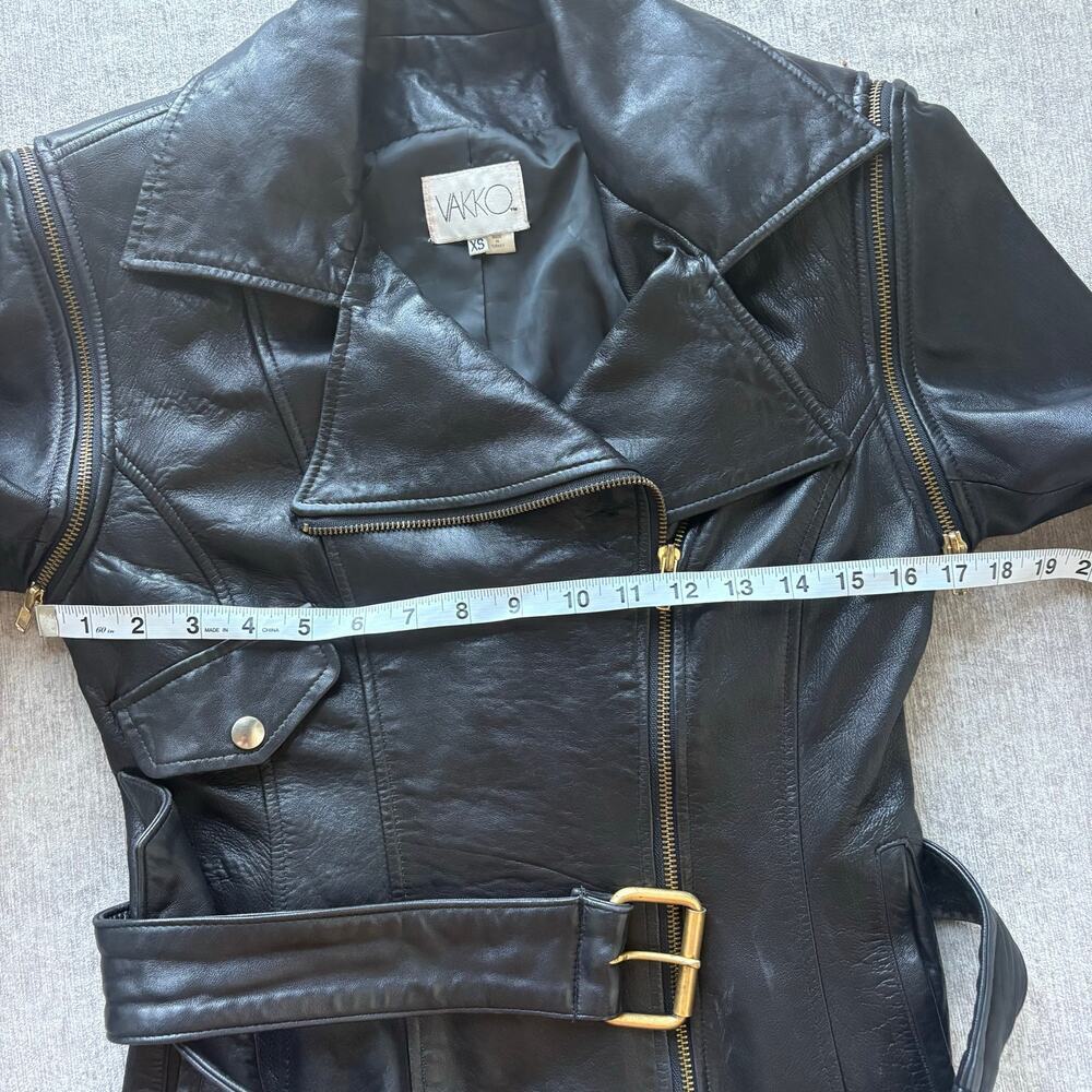 Vakko Genuine Black Leather Biker Jacket - Picture 6 of 8